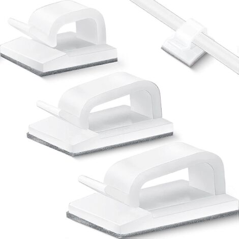 Lot de 75 attaches-câbles autocollantes, clips pour cordons, organisateur de câbles de voiture, support de câbles, gestion des câbles pour la maison et le bureau, 3 tailles-AquaForge
