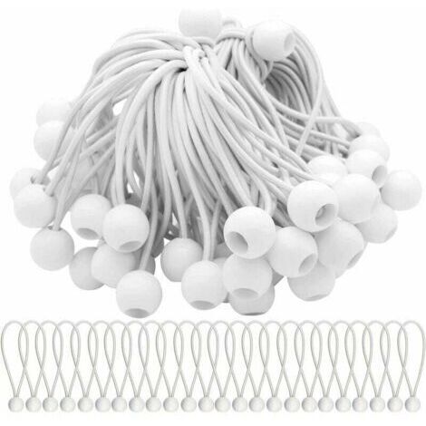 Lot de 75 cordons élastiques 150mm avec boules Sandow – Résistance élevée pour attacher chapiteaux, tentes et bâches – Capacité d'expansion 300mm