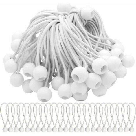 Lot de 75 cordons élastiques 150mm avec boules Sandow – Résistance élevée pour attacher chapiteaux. tentes et bâches – Capacité d'expansion 300mm