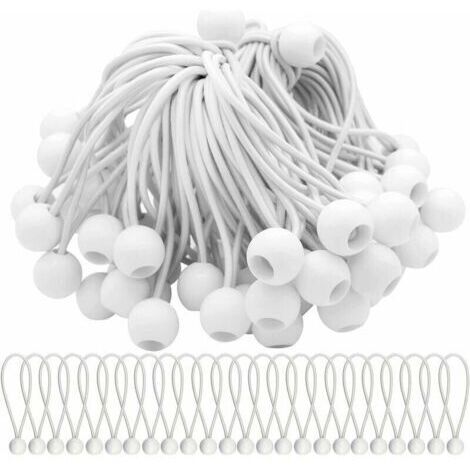 Lot de 75 Cordons Élastiques avec Boules Sandow - Idéal pour Attacher Chapiteaux, Tentes, Bannières et Bâches -