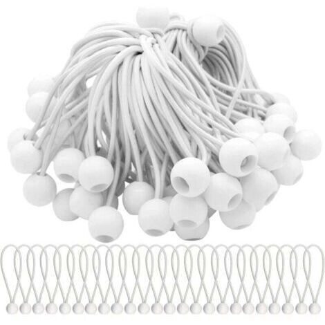 Lot de 75 Tendeur Elastique Cordons Élastiques avec Boules Sandow Elastique Boules Elastiques pour chapiteaux, tentes, bannières et bâches