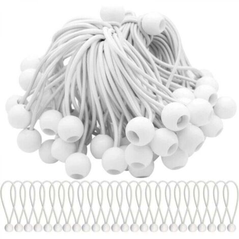 Lot de 75 Tendeur Elastique Cordons Élastiques avec Boules Sandow Elastique Boules Elastiques pour chapiteaux, tentes, bannières et bâches