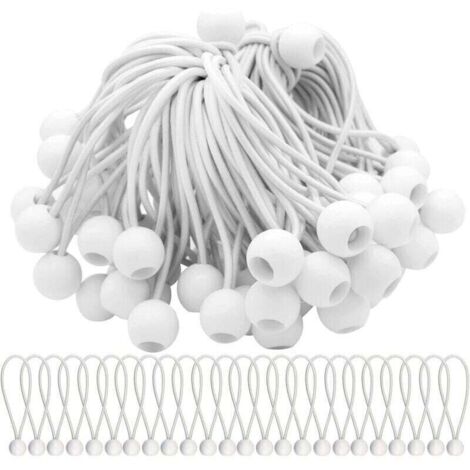 Lot de 75 Tendeur Elastique Cordons Élastiques avec Boules Sandow Elastique Boules Elastiques pour chapiteaux, tentes, bannières et bâches