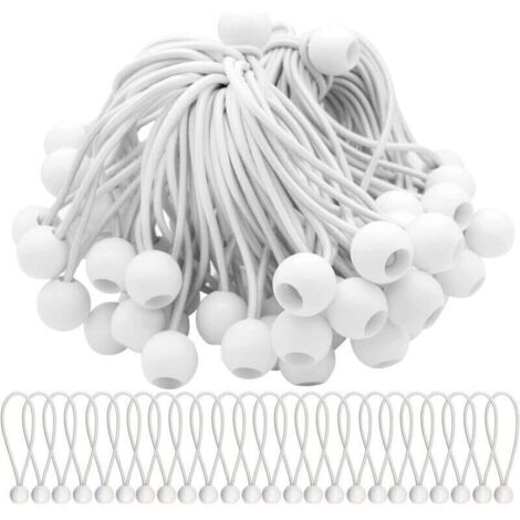 Lot de 75 Tendeur Elastique Cordons Élastiques avec Boules Sandow Elastique Boules Elastiques pour chapiteaux, tentes, bannières et bâches,DEBUNS