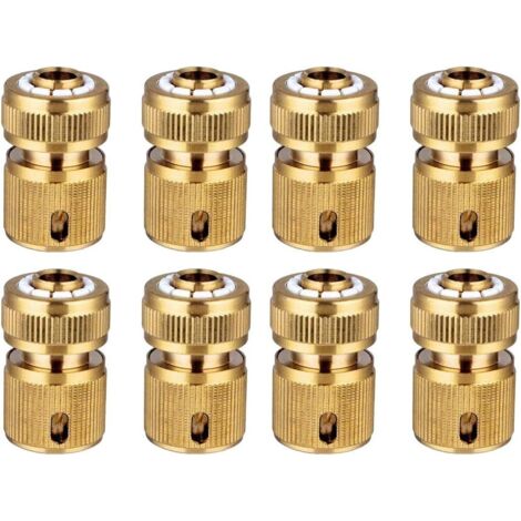 Lot de 8 adaptateurs tuyau d'arrosage en laiton avec raccord rapide 1/2" pour raccordement d'outils jardin -