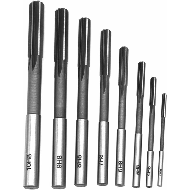 Memkey - Lot de 8 alésoirs hss H8 à tige droite pour fraiseuse 3/4/5/6/7/8/9/10 mm