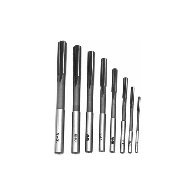 SNQ - Lot de 8 alésoirs hss H8 à tige droite pour fraiseuse 3/4/5/6/7/8/9/10 mm