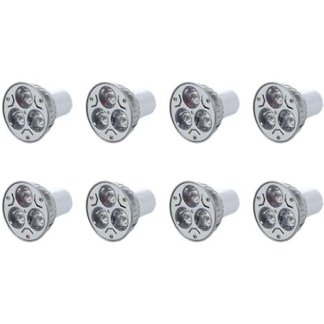 Lot de 8 ampoules GU10 avec 3 LED blanc chaud 3W/5W 12V