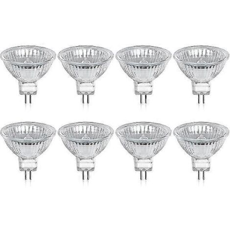 Lot de 8 ampoules halogènes GU5.3 MR16 20 W 12 V blanc chaud, 400 lumens, culot 2 broches, remplacement pour ampoule halogène 20 W