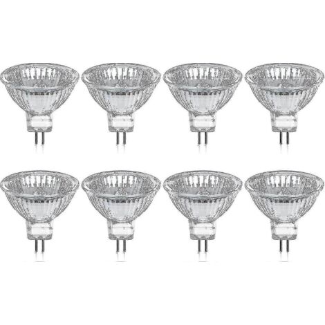 Lot de 8 ampoules halogènes GU5.3 MR16 35 W 12 V dimmables, blanc chaud 2800 K, 400 lumens, diffuseur en verre