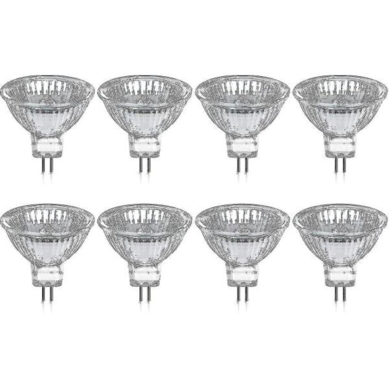 Lot de 8 ampoules halogènes GU5.3 MR16 35W 12V à intensité variable - blanc chaud 2800K, 400 lumens, couvercle Jz [DB]