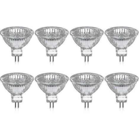 Lot de 8 ampoules halogènes GU5.3 MR16 35W 12V à intensité variable - blanc chaud 2800K, 400 lumens, couvercle Jz [DB]