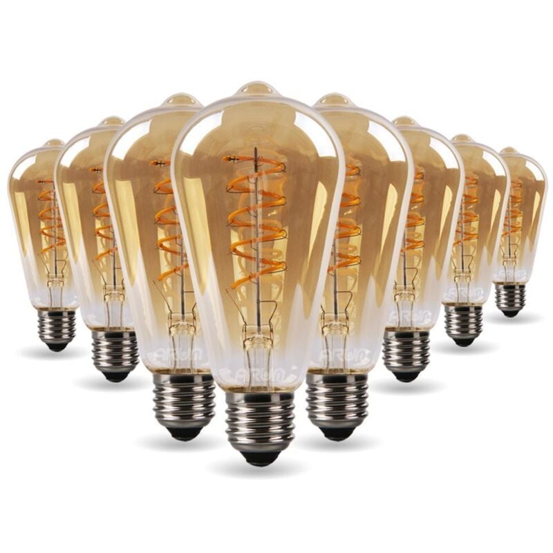 Arum Lighting - Lot de 8 Ampoules led E27 ST64 Ambrée Filament Déco Vintage