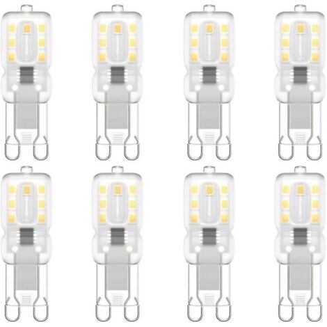 Lot de 8 ampoules LED G9. G9 LED 220 V Blanc naturel 4000 K 3 W équivalent halogène 30 W [Classe énergétique E]
