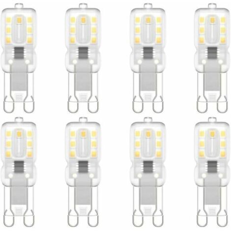 Lot de 8 ampoules LED G9, G9 LED 220V Blanc naturel 5500K 3W équivalent halogène 30W [Classe énergétique E]