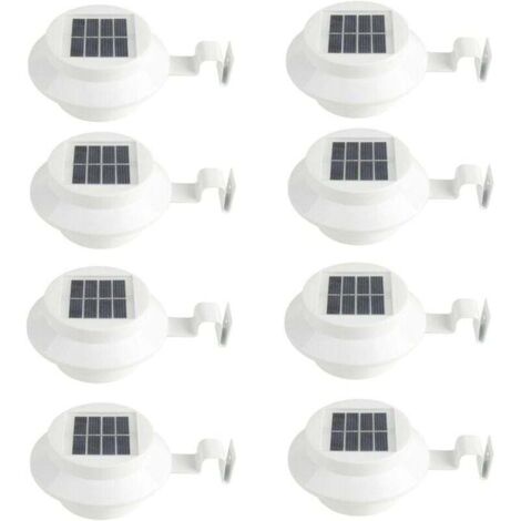Lot de 8 Appliques Murales Solaires Blanches - pour Gouttière, Allée, Escalier, Toit, Jardin, Cour