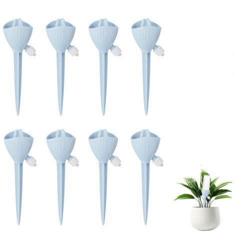Lot de 8 arroseurs d'intérieur avec système d'arrosage réglable pour plantes en pot, plantes de jardin et fleurs d'extérieur (bleu)