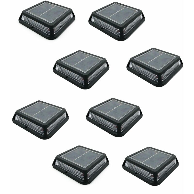 Lot de 8 balise solaires quadry Noir Aluminium D12cm
