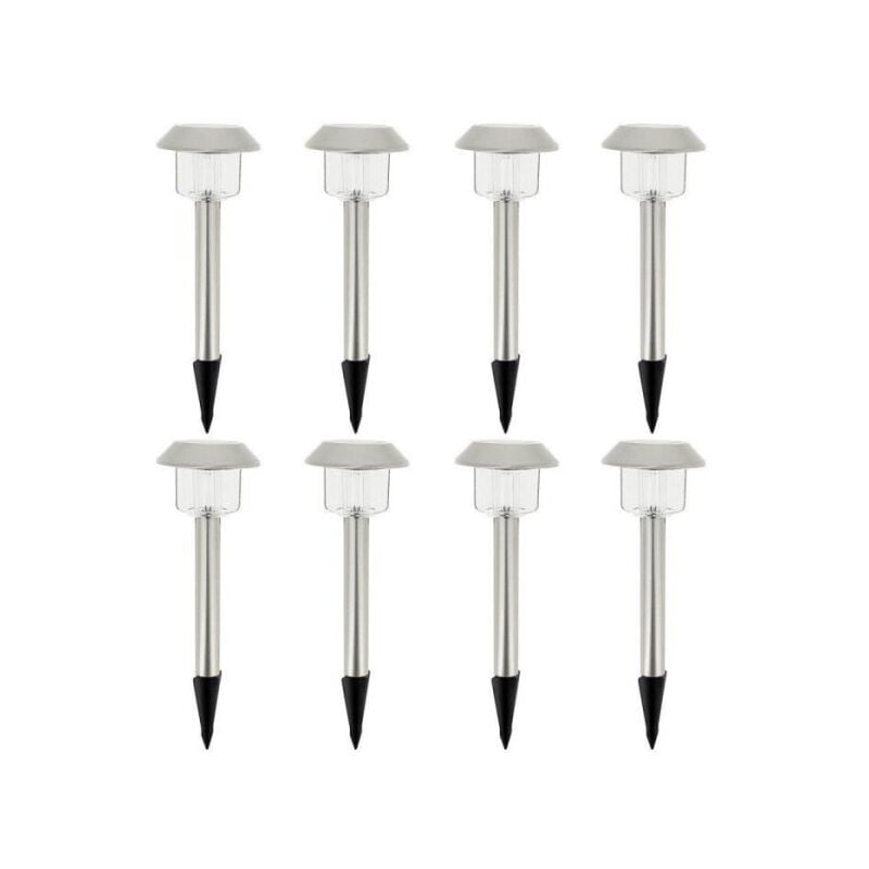 Lot de 8 balises solaires led blanc froid - alesia Lumisky Métal - Extérieur