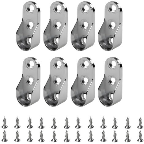 Lot de 8 Barre de penderie,Support Tringle,Penderie Ovale Support Barre Penderie Alliage de Zinc Nickelé pour Tringle Vetement Dressing