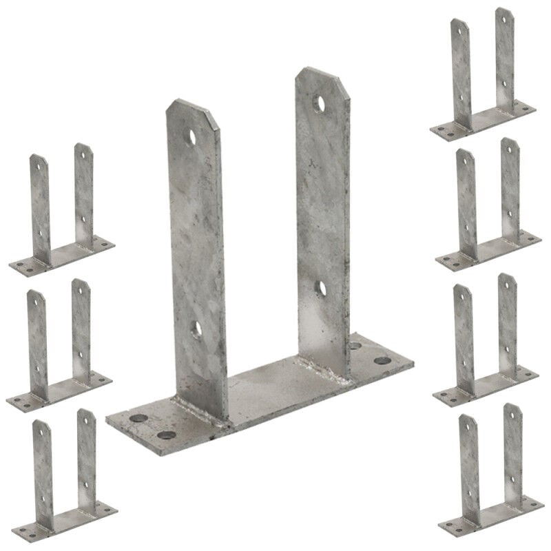 Lot de 8 Base en u pour poteau en bois de 7 cm Ancrage Metálica u Support de poteau en bois 16x20x7,1 cm
