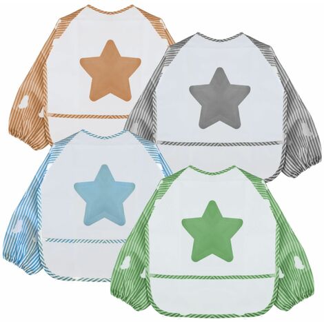 Lot de 8 bavoirs pour bébé imperméables - Manches longues - Monsieur Bébé - Multicouleur