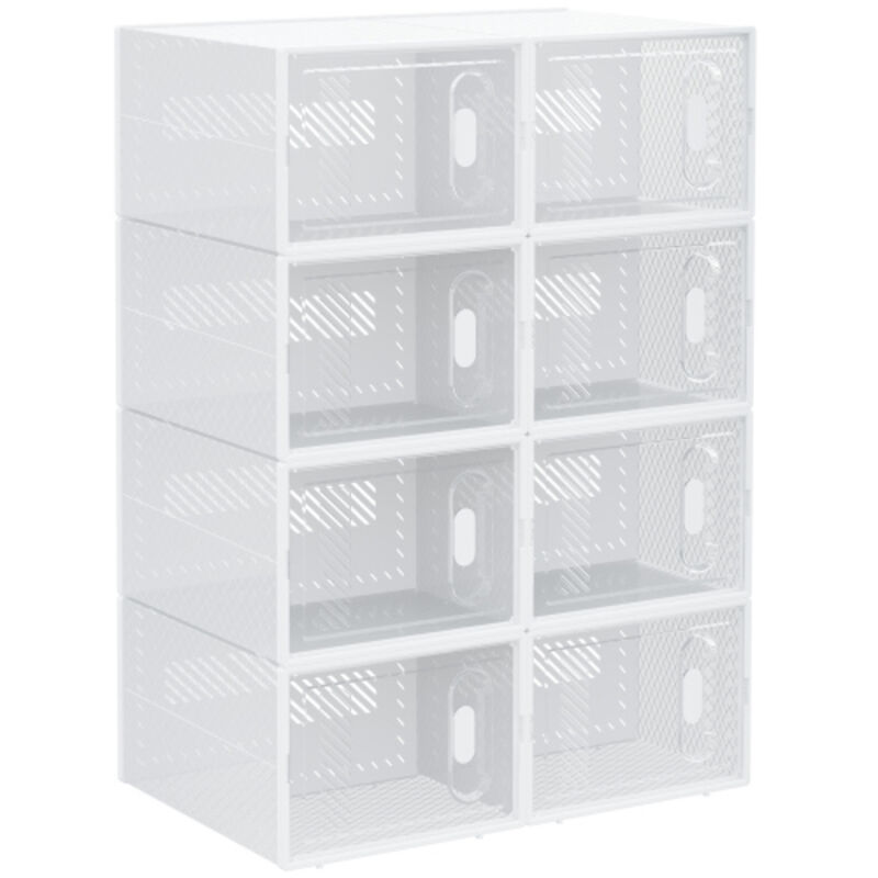 Lot de 8 boites cubes rangement à chaussures modulable avec portes transparentes - dim. 25L x 35l x 19H cm
