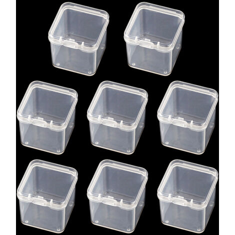 Lot de 8 boîtes de rangement transparentes en plastique pour perles, cartes et autres accessoires de loisirs créatifs.