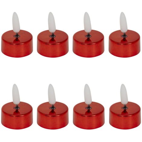 Lot de 8 Bougies lumineuses à LED D 3.8 cm Rouge métallisé - Feeric Christmas