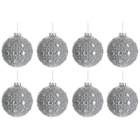 Lot de 8 Boules de Noël "Antique Ronde" 8cm Gris