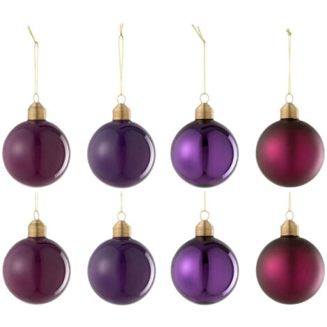 Lot de 8 Boules de Noël "Cornelia" 8cm Mauve