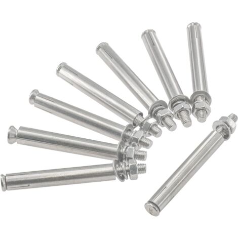 Lot de 8 Boulons d'expansion, Acier inoxydable 304, M8 x 100 mm, Ancrage robuste, Béton et brique, Extérieur