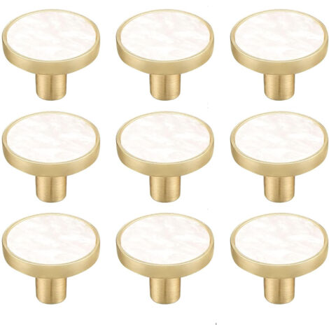 Lot de 8 boutons d'armoire ronds en Alliage de zinc,Poignées de tiroir décoratives blanches,Boutons de commode, de commode, de meubles de cuisine, crochets à vêtements (8, style)