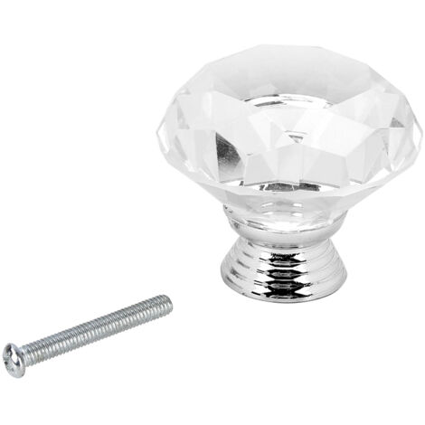 Lot de 8 boutons de porte en verre cristal transparent de 40 mm, pour tiroirs, placards et meubles de cuisine.