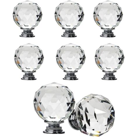 Lot de 8 boutons de tiroir sphériques en cristal,Poignée Bouton de Porte forme Diamètre 30mm Cristal Clair, Boutons d'armoire Mant Rond Verre Boutons Décoration pour Meuble Tiroir (40 mm)
