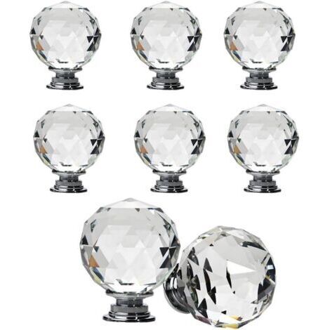 Lot de 8 boutons de tiroir sphériques en cristal,Poignée Bouton de Porte forme Diamètre 30mm Cristal Clair, Boutons d'armoire Mant Rond Verre Boutons Décoration pour Meuble Tiroir (40 mm)