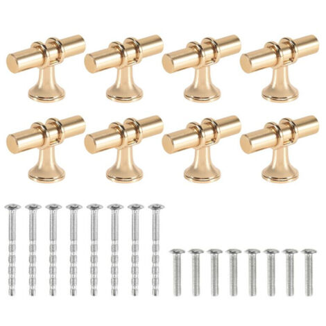 Lot de 8 boutons meuble champagne Euro T bar modernes armoires tiroirs