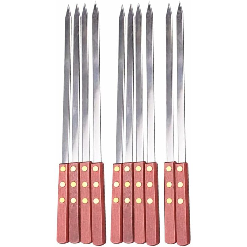 Choyclit - Lot de 8 brochettes plates à kebab en acier inoxydable, grandes brochettes turques pour barbecue, résistantes et réutilisables, parfaites