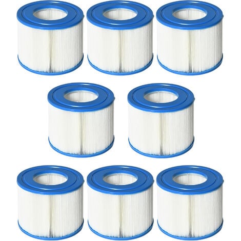 Lot de 8 cartouches filtrantes pour spa - cartouches de filtration - PP bleu fibres Dacron blanc - Bleu