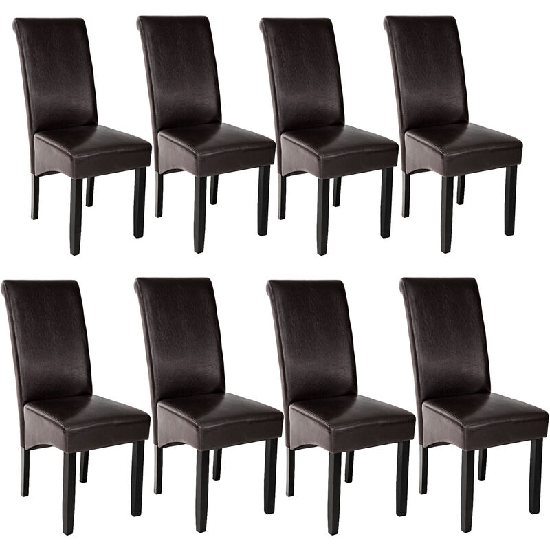 Ensemble de 8 Chaises de Salle à Manger Rembourré avec revêtement en cuir synthétique Dossier ergonomique