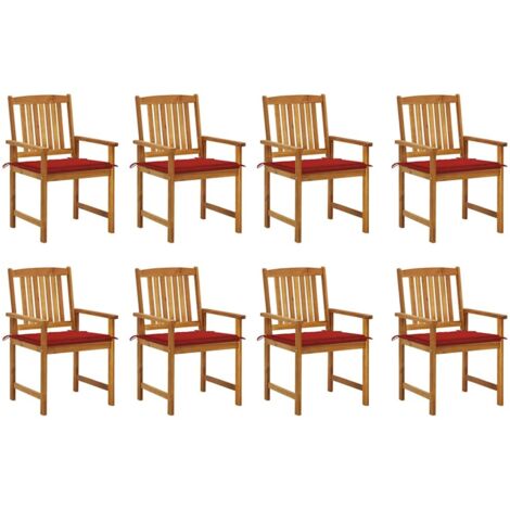 Lot de 8 Chaises de jardin avec coussins - Chaises d'extérieur pour terrasse/jardin Bois d'acacia solide BV293426 - BonneVie