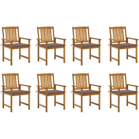 Lot de 8 Chaises de jardin avec coussins - Chaises d'extérieur pour terrasse/jardin Bois d'acacia solide BV462907 - BonneVie