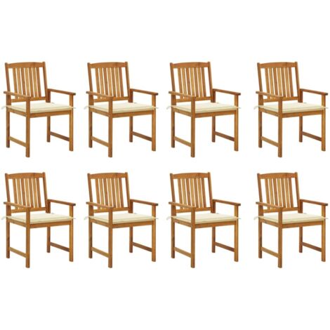 Lot de 8 Chaises de jardin avec coussins - Chaises d'extérieur pour terrasse/jardin Bois d'acacia solide BV599548 - BonneVie