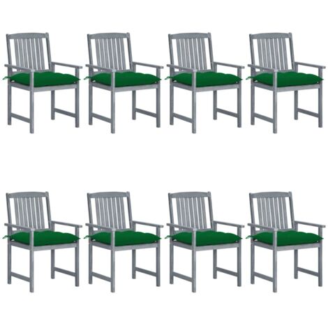 Lot de 8 Chaises de jardin avec coussins - Chaises d'extérieur pour terrasse/jardin Bois d'acacia solide Gris BV467117 - BonneVie