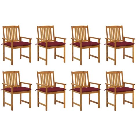Lot de 8 Chaises de jardin avec coussins  Fauteuils de Jardin Bois d'acacia solide 50096