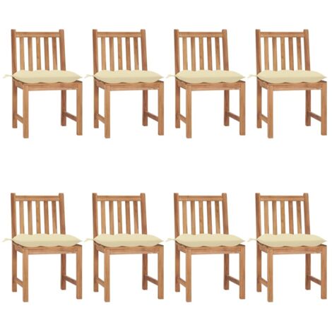 Lot de 8 Chaises de jardin - Chaises d'extérieur pour terrasse/jardin avec coussins Bois de teck massif BV432013 - BonneVie