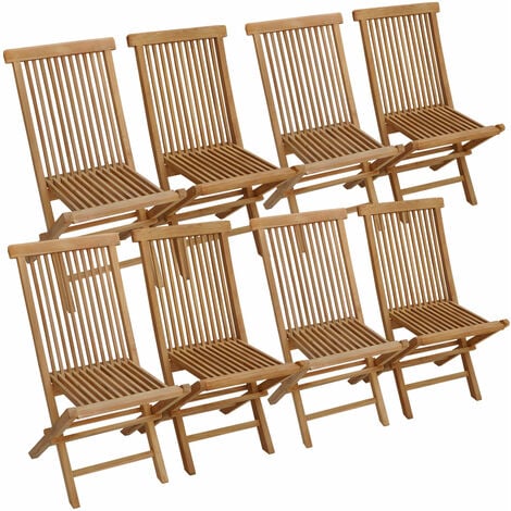 Lot de 8 chaises de jardin en teck LOMBOK - brown