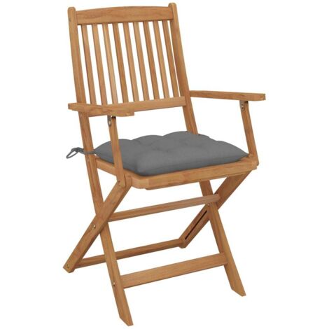 Lot de 8 Chaises de jardin pliables avec coussins - Chaise d'extérieur pour terrasse/jardin Bois d'acacia BV525119 - BonneVie