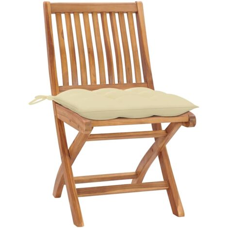 Lot de 8 Chaises de jardin pliables - Chaises d'extérieur pour terrasse/jardin avec coussins Teck solide BV385064 - BonneVie