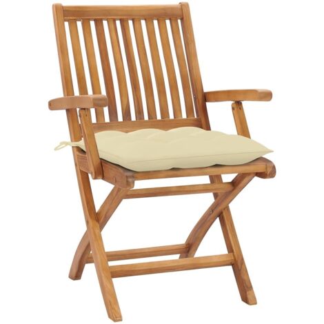 Lot de 8 Chaises de jardin pliables - Chaises d'extérieur pour terrasse/jardin avec coussins Teck solide BV617868 - BonneVie
